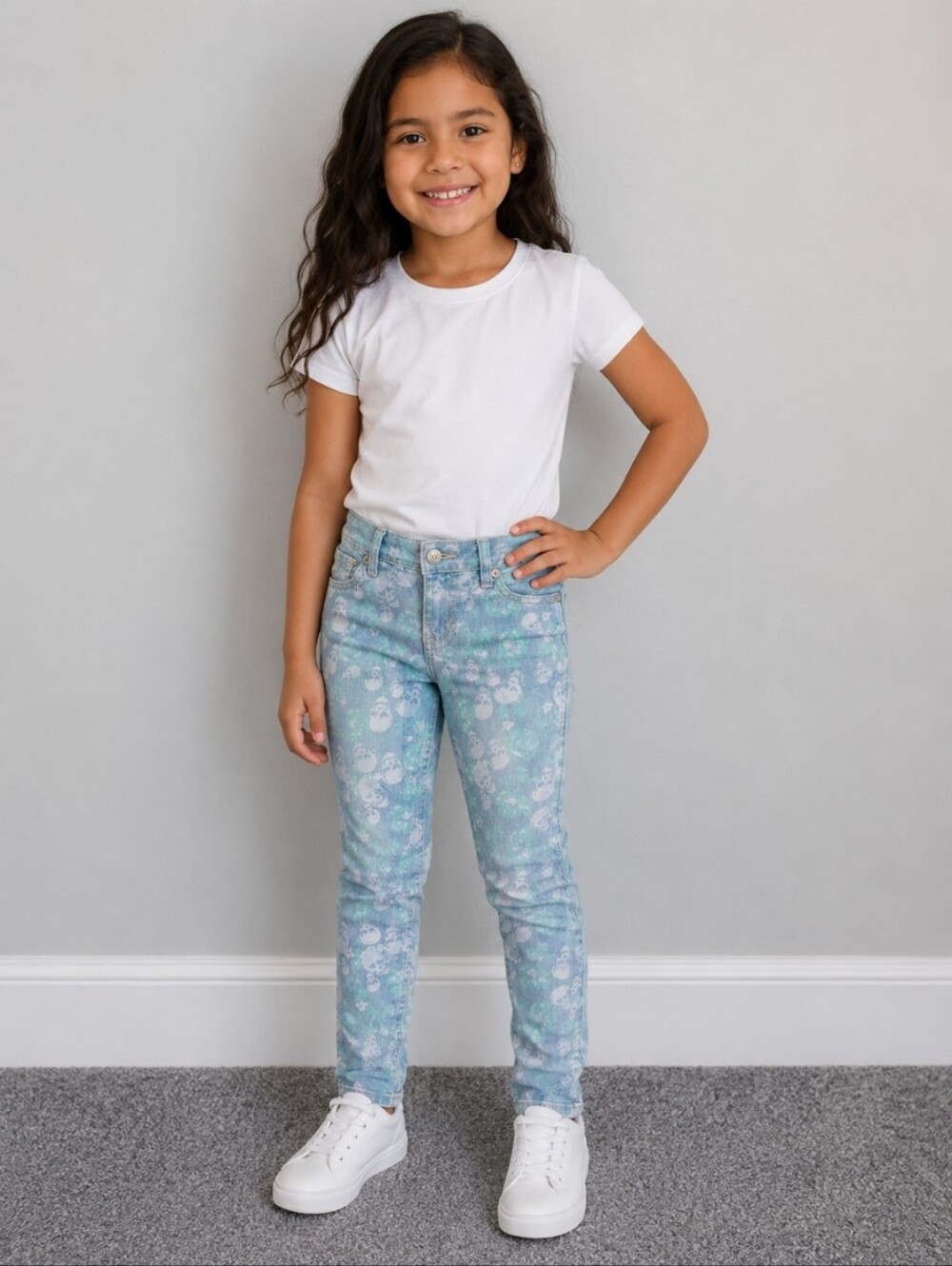 ROCK & REPUBLIC Girls 8 Skull Dloral Print Jeans - Picture 1 of 8